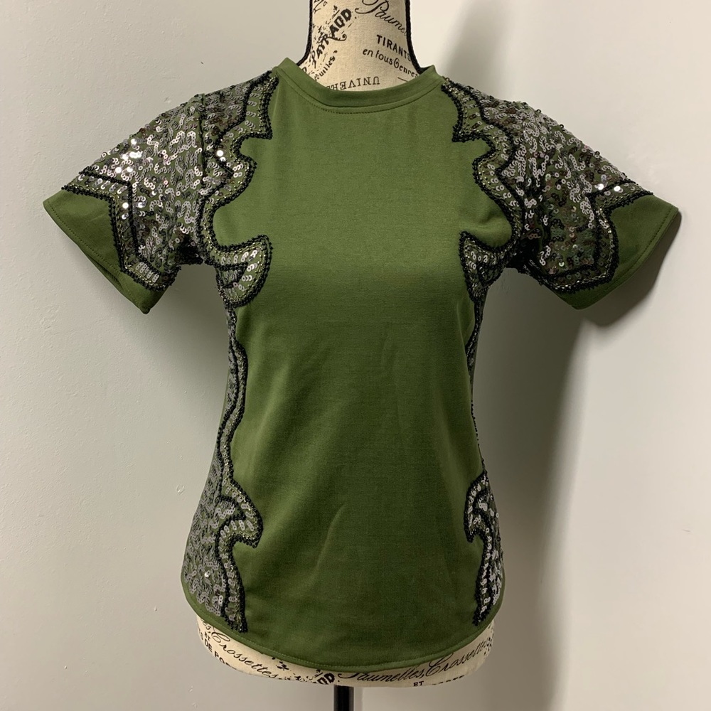 Green, sequined top